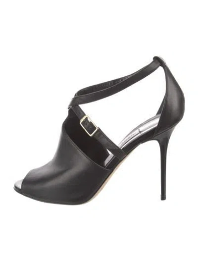 Pre-owned Jimmy Choo Leather T-strap Pumps In Black