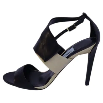 Pre-owned Jimmy Choo Leather Two-tone Sandals - Eu 36.5 In Black