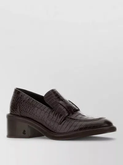 Jimmy Choo Leather Tylor 60 Block Heel Loafers In Brown