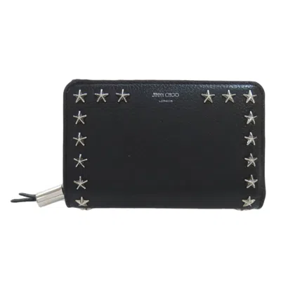Pre-owned Jimmy Choo Leather Wallet (bi-fold) () In Black