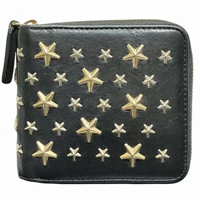 Pre-owned Jimmy Choo Leather Wallet (bi-fold) () In Black