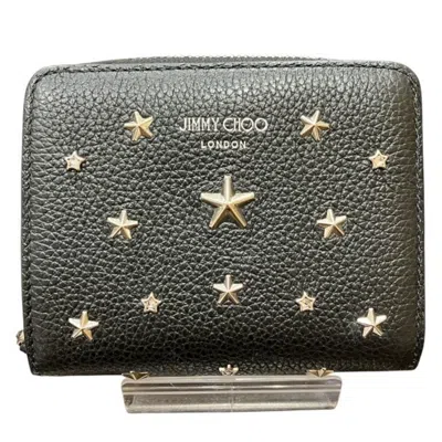 Pre-owned Jimmy Choo Leather Wallet (bi-fold) () In Black