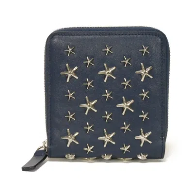 Pre-owned Jimmy Choo Leather Wallet (bi-fold) () In Blue