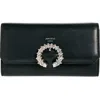 Jimmy Choo Embellished Logo Detailed Chain Wallet In Black/silver