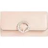 Jimmy Choo Leather Wallet On A Chain In Macaron/silver