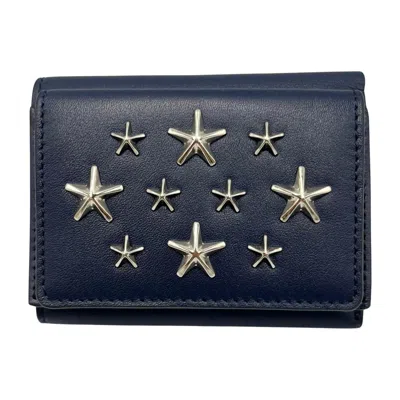 Pre-owned Jimmy Choo Leather Wallet (tri-fold) () In Blue