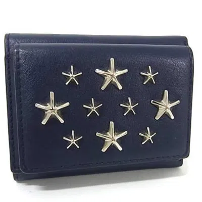Pre-owned Jimmy Choo Leather Wallet (tri-fold) () In Blue