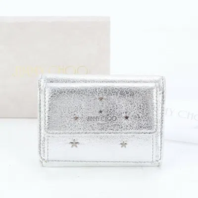 Pre-owned Jimmy Choo Leather Wallet (tri-fold) () In Silver