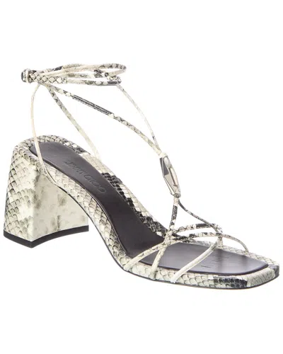 Jimmy Choo Leather Wedge Sandal In Silver