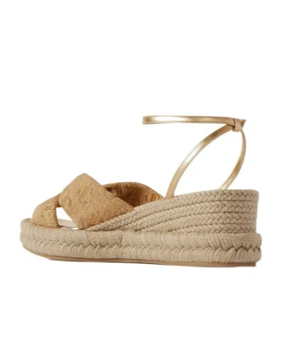 Jimmy Choo Leather Wedge Sandals In Brown