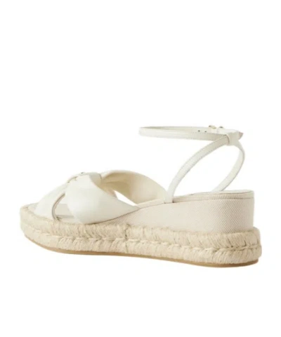 Jimmy Choo Leather Wedge Sandals In White