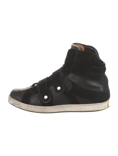 Pre-owned Jimmy Choo Leather Wedge Sneakers In Black