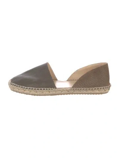 Pre-owned Jimmy Choo Leather Whipstitch Trim Espadrilles In Green