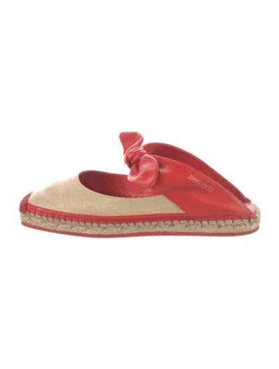 Pre-owned Jimmy Choo Leather Whipstitch Trim Espadrilles In Neutrals/orange