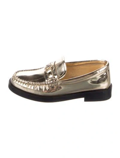 Pre-owned Jimmy Choo Leather Whipstitch Trim Loafers In Gold
