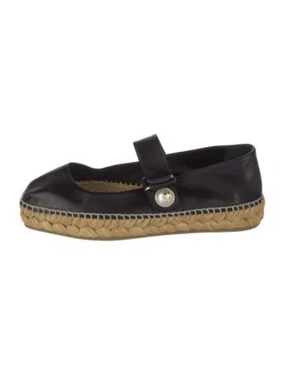 Pre-owned Jimmy Choo Leather Whipstitch Trim Mary Jane Flats In Black