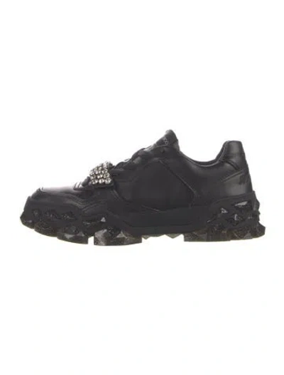 Pre-owned Jimmy Choo Leather Whipstitch Trim Sneakers In Blue