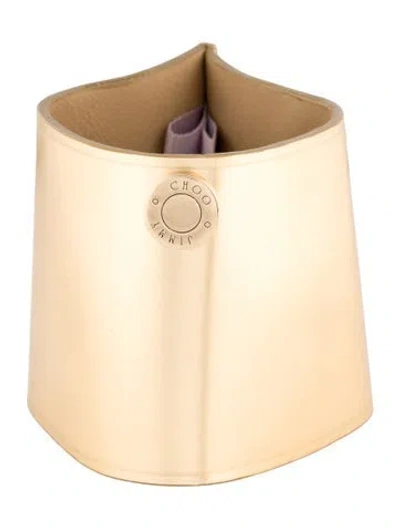Pre-owned Jimmy Choo Leather Wrap Bracelet In Gold