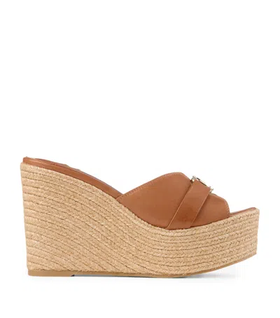 Jimmy Choo Leda 100 Leather Wedge Sandals