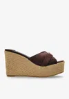 Jimmy Choo Leda 100 Wedge Sandals In Brown