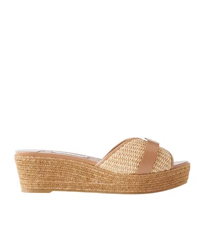 Jimmy Choo Leda 50 Leather-trimmed Raffia Platform Espadrilles In Multi