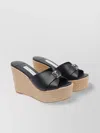 Jimmy Choo 100mm Leather Wedge Espadrille Sandals In Black