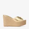 Jimmy Choo Leda Wedge 100 In Gold