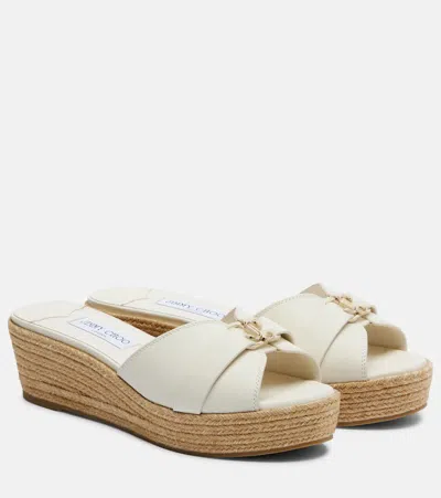 Jimmy Choo Leda Wedge Espadrilles In White