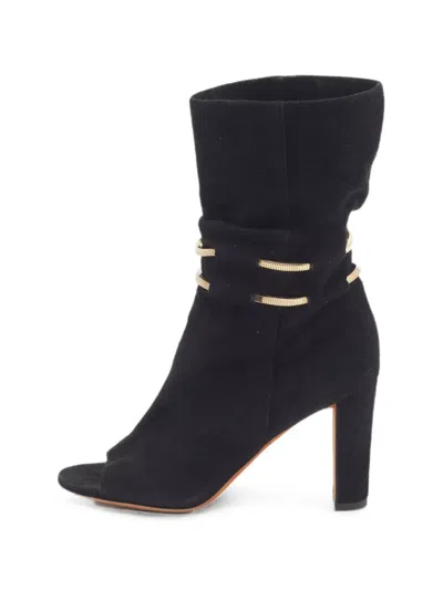 Pre-owned Jimmy Choo Legion Chain-detail Ankle Boots In Black