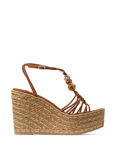 Jimmy Choo Lemi Bead-embellished Espadrilles In Brown