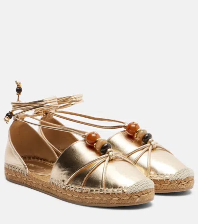 Jimmy Choo Lemi Embellished Leather Espadrilles In Animal Print