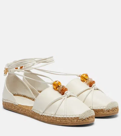 Jimmy Choo Lemi Embellished Leather Espadrilles In White