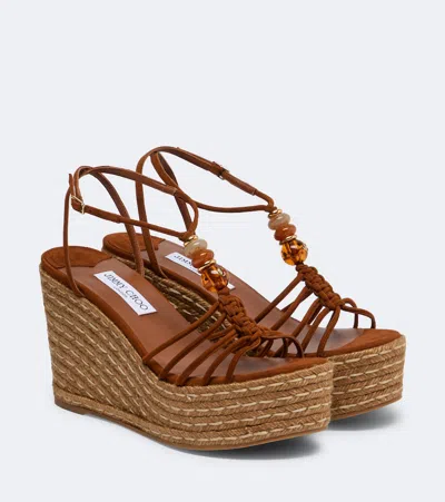 Jimmy Choo Lemi Embellished Suede Espadrille Wedges In Multi