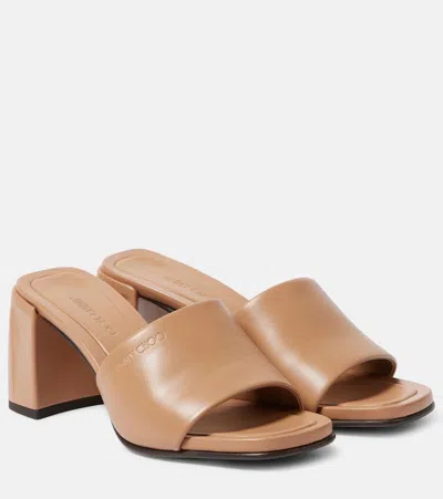 Jimmy Choo Lena 70 Leather Mules In Brown