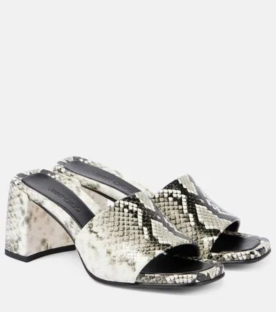 Jimmy Choo Lena 70 Snake-effect Leather Mules In Roccia