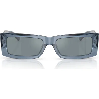 Jimmy Choo Lennon 54mm Polarized Rectangular Sunglasses In Opal Denim/light Blue Mirror