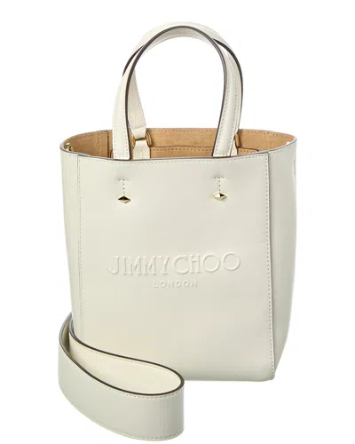 Jimmy Choo Lenny N/s Small Leather Tote In White