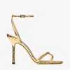 Jimmy Choo 1998 Leo 100 Gold Leather Sandals In Gold