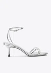 Jimmy Choo Leo 100 Metallic Leather Sandals In Silver