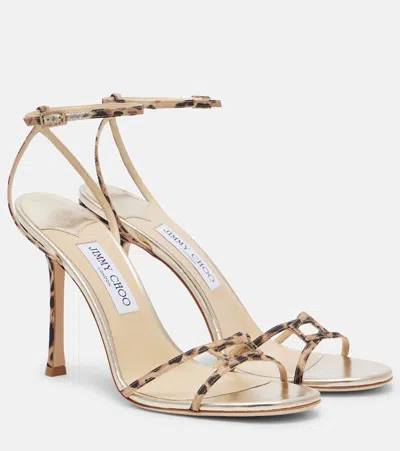 JIMMY CHOO ARCHIVE LEO 100 LEOPARD-PRINT SANDALS