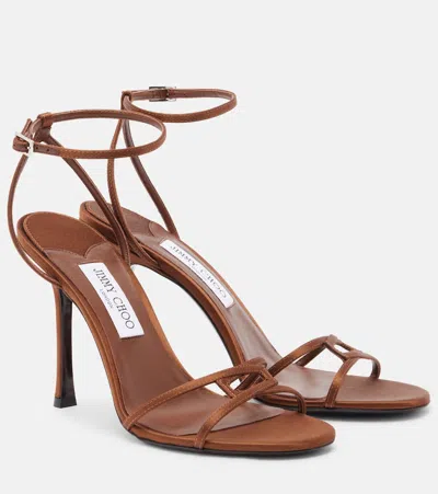 Jimmy Choo Leo 100 Satin Sandals In Animal Print