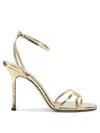 Jimmy Choo 1998 Leo 100 Metallic Leather Sandals In Gold