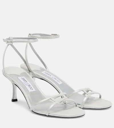 Jimmy Choo Leo 65 Leather Sandals In White