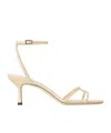 Jimmy Choo Snake-embossed 1998 Leo Metallic Leather Ankle-strap Sandals In Yellow