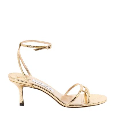 Jimmy Choo Leo Candy Wrap 65 Sandals In Gold