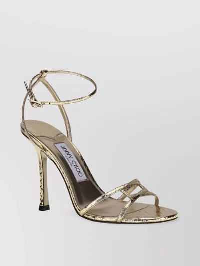 Jimmy Choo Leo100 Sandals In Gold-tone Leather