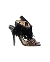 Jimmy Choo Leopard-print Fringe Sandals In Black Leather In Black