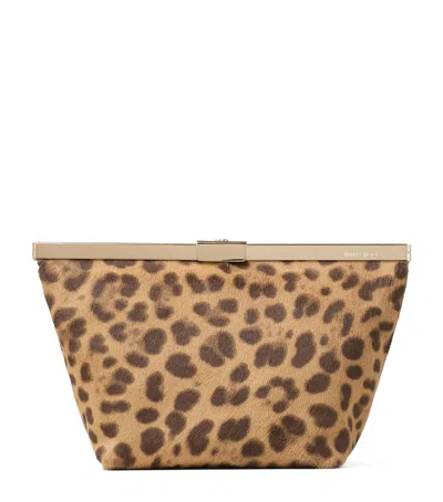 JIMMY CHOO LEOPARD PRINT GANACHE CLUTCH BAG