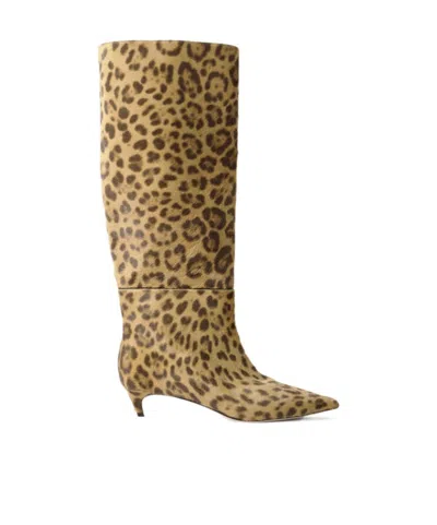 Jimmy Choo Maxima 35 Leopard-print Calf Hair Knee Boots In Multi