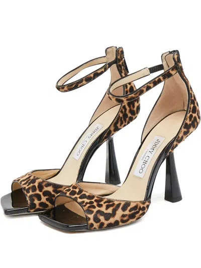 Pre-owned Jimmy Choo Leopard-print Leather Sandals In Brown